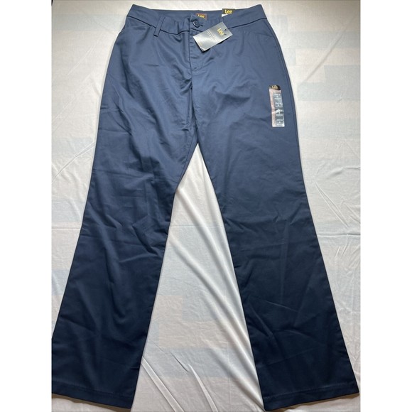 Lee Womens Wrinkle Free Relaxed Fit Straight Leg Pant Imperial Blue Size 8 - Picture 1 of 5
